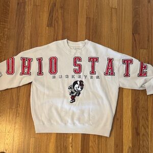 Abercrombie & Fitch White Crewneck with Red Ohio State Graphic